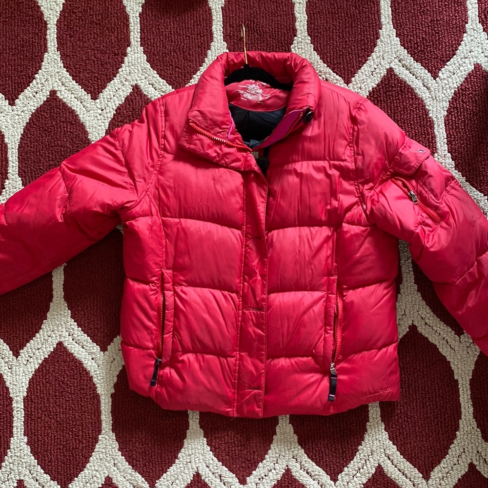 L.L.Bean: Red Down Feather Puffer Jacket/Coat